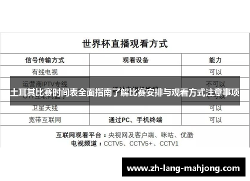 土耳其比赛时间表全面指南了解比赛安排与观看方式注意事项